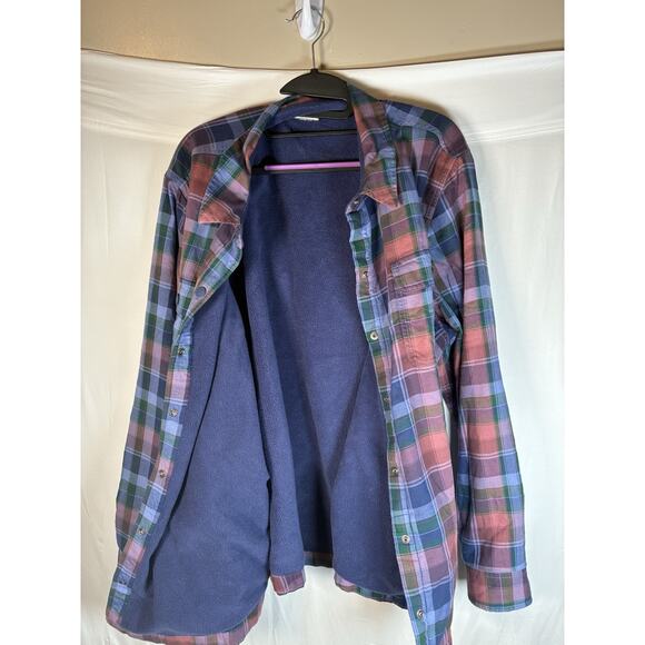 LL Bean Womens 2X Plaid Flannel Fleece Lined Shacket Shirt Snap Button Up Cozy - Picture 6 of 8